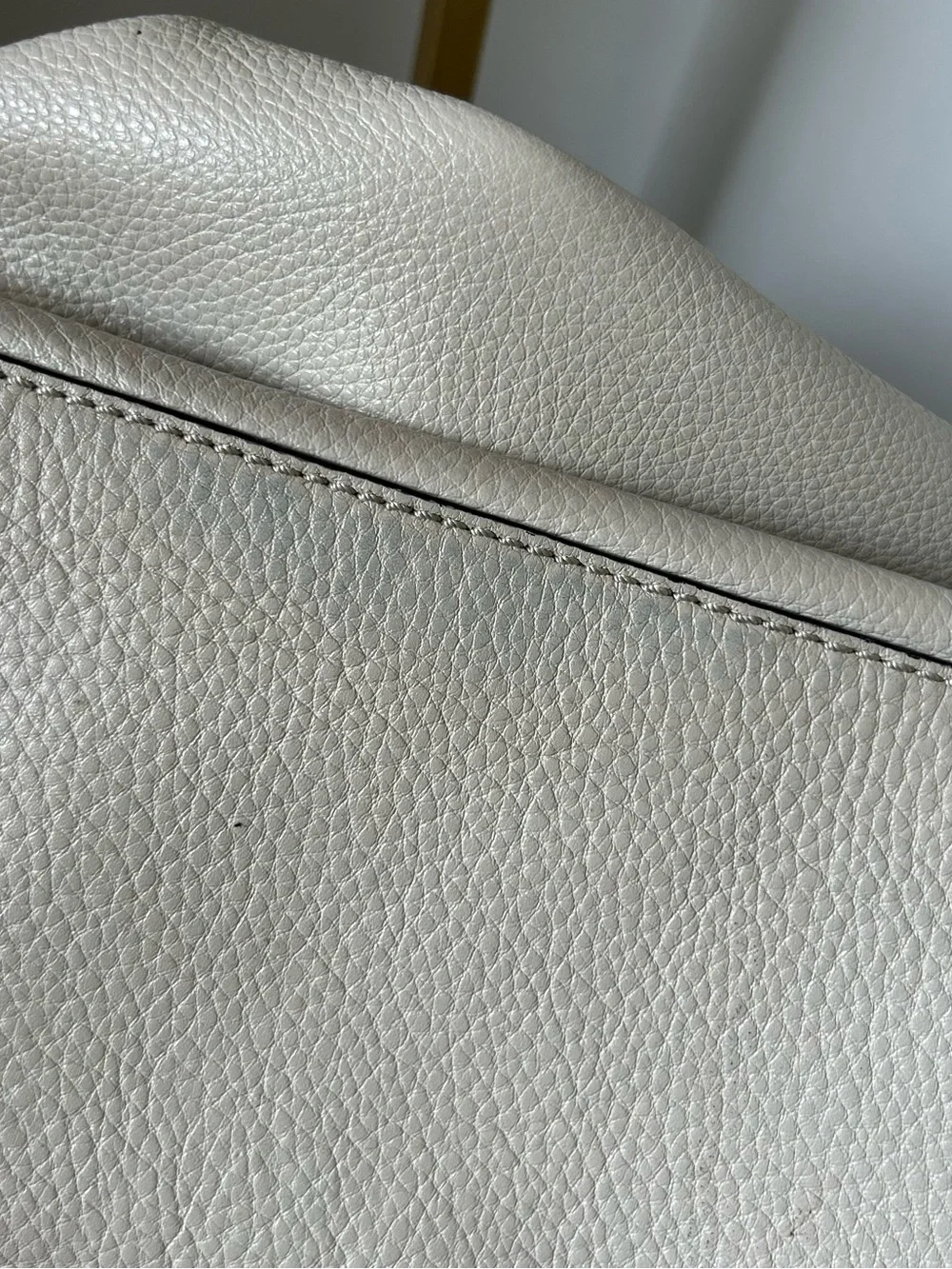 Michael Kors Cream Pebbled Leather Tote with Gold Plaque